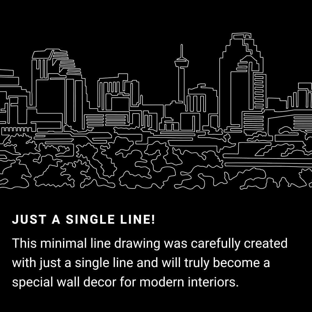 San Antonio City One Line Drawing Art - Dark San Antonio City One Line Drawing Art - Dark