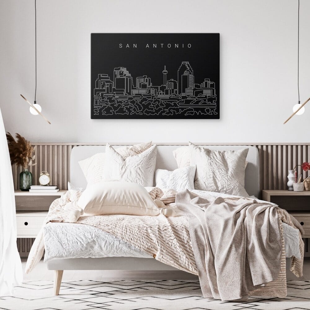 San Antonio Skyline Canvas Art Print - Bed Room - Dark San Antonio Skyline Canvas Art Print - Bed Room - Dark