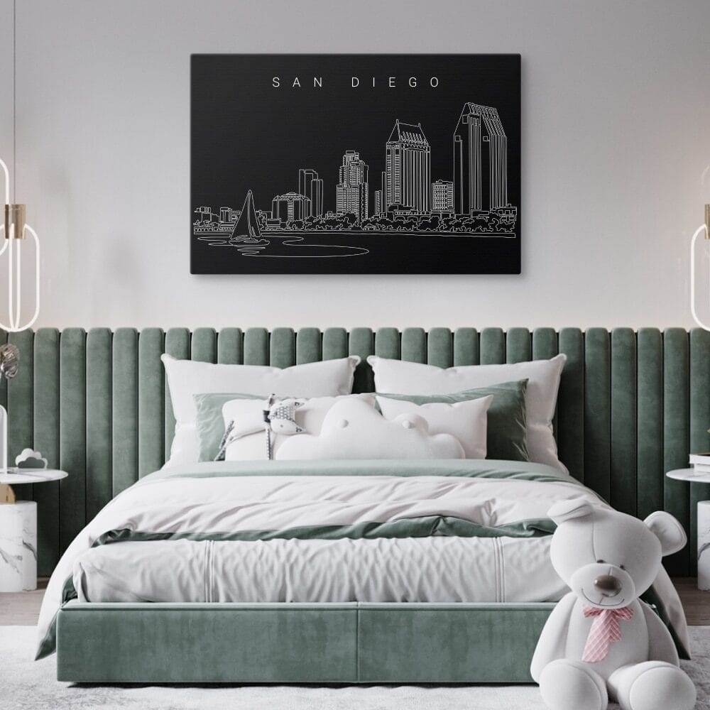 San Diego Skyline Canvas Art Print - Bed Room - Dark San Diego Skyline Canvas Art Print - Bed Room - Dark