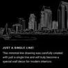San Diego skyline One Line Drawing Art - Dark