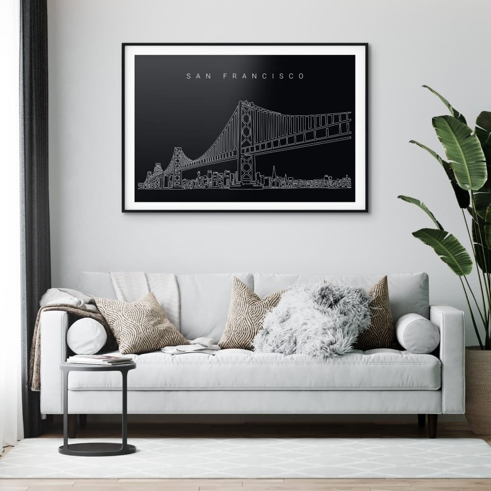 San Francisco Bay Bridge Art Print for Living Room - Dark San Francisco Bay Bridge Art Print for Living Room - Dark