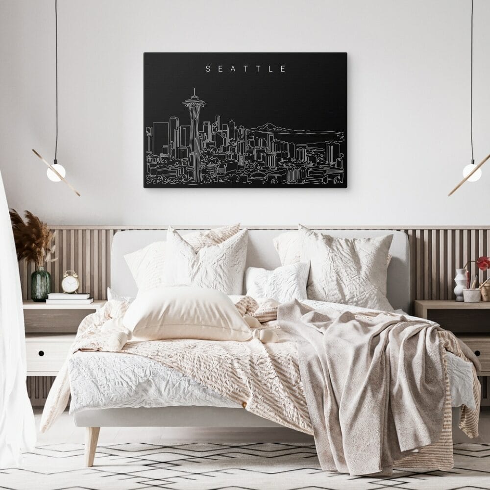 Seattle Skyline Canvas Art Print - Bed Room - Dark Seattle Skyline Canvas Art Print - Bed Room - Dark