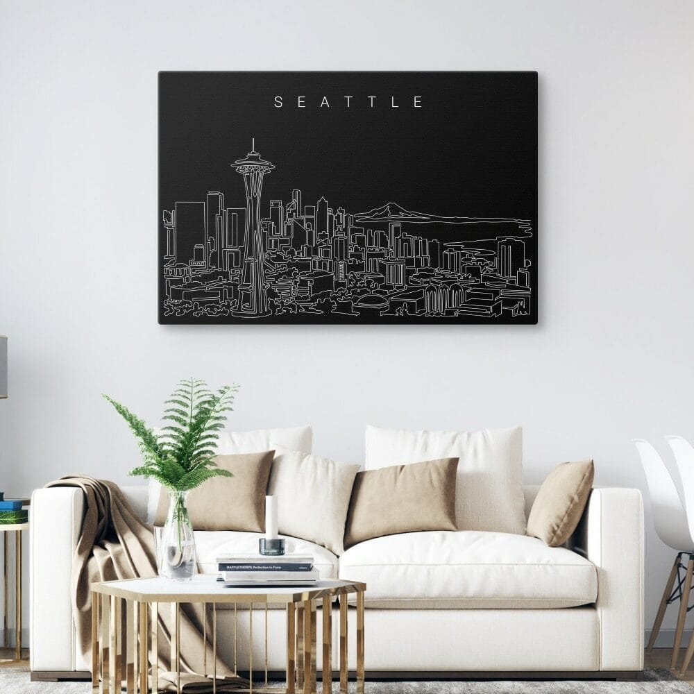 Seattle Skyline Canvas Art Print - Living Room - Dark Seattle Skyline Canvas Art Print - Living Room - Dark