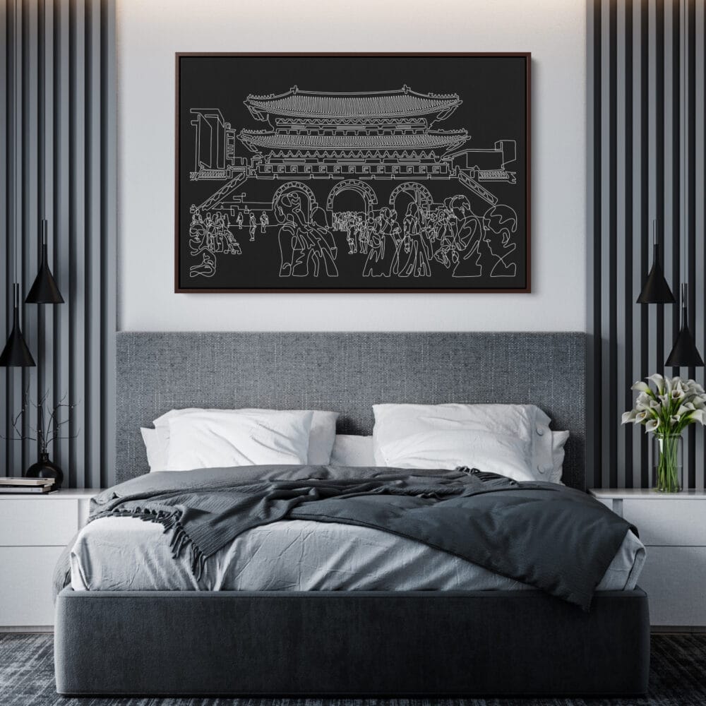 Seoul Korea Canvas Art Print - Bed Room - Dark Seoul Korea Canvas Art Print - Bed Room - Dark