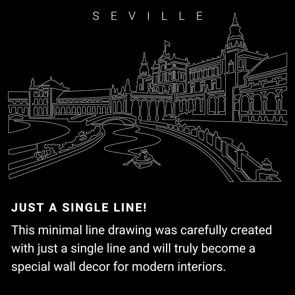 Seville Spain One Line Drawing Art - Dark Seville Spain One Line Drawing Art - Dark