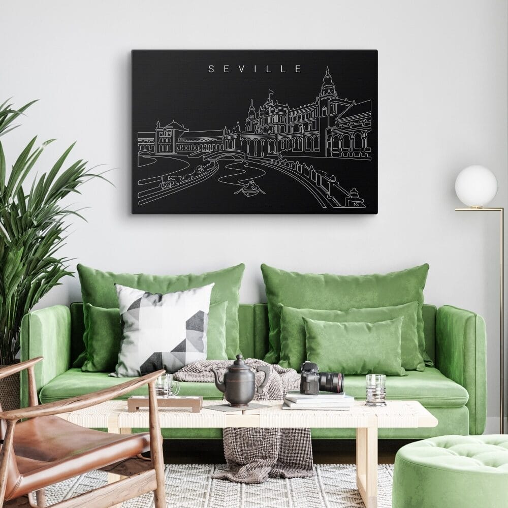 Seville Spain Plaza De Espana Canvas Art Print - Living Room - Dark Seville Spain Plaza De Espana Canvas Art Print - Living Room - Dark