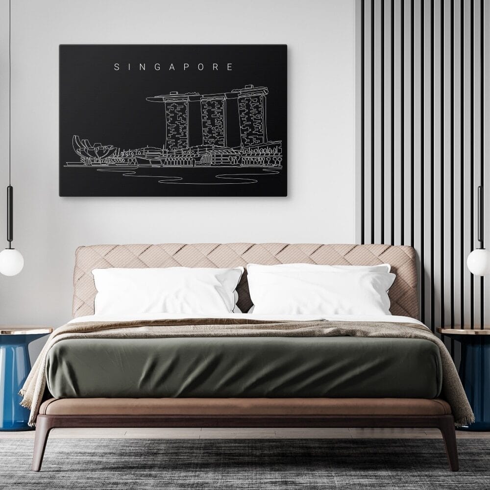 Singapore Skyline Canvas Art Print - Bed Room - Dark Singapore Skyline Canvas Art Print - Bed Room - Dark