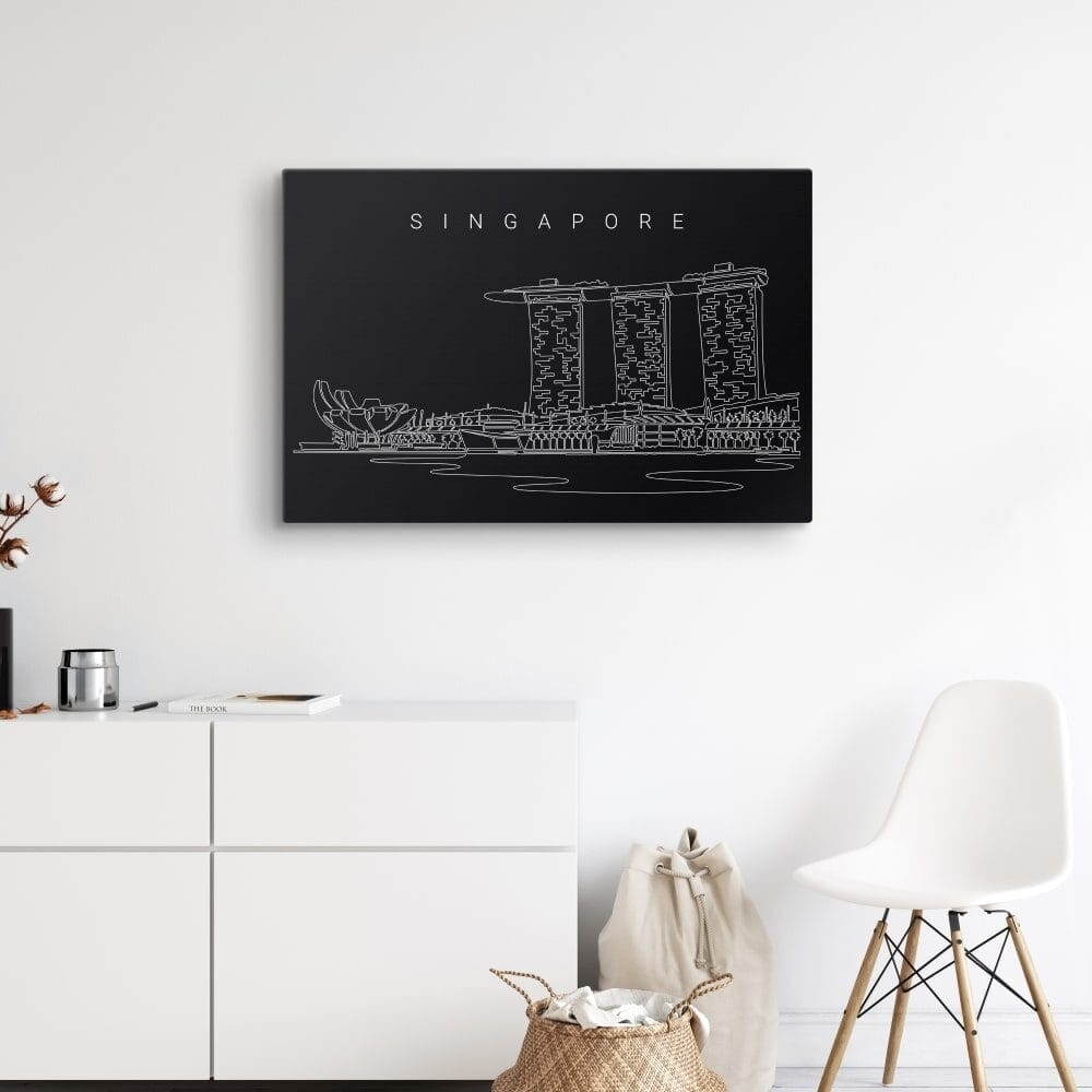 Singapore Skyline Canvas Art Print - Hallway - Dark Singapore Skyline Canvas Art Print - Hallway - Dark
