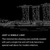 Singapore Skyline One Line Drawing Art - Dark