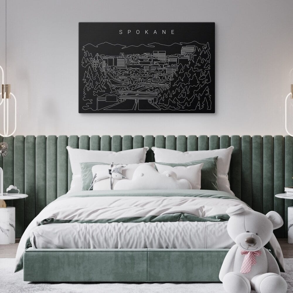Spokane Wa Canvas Art Print - Bed Room - Dark Spokane Wa Canvas Art Print - Bed Room - Dark