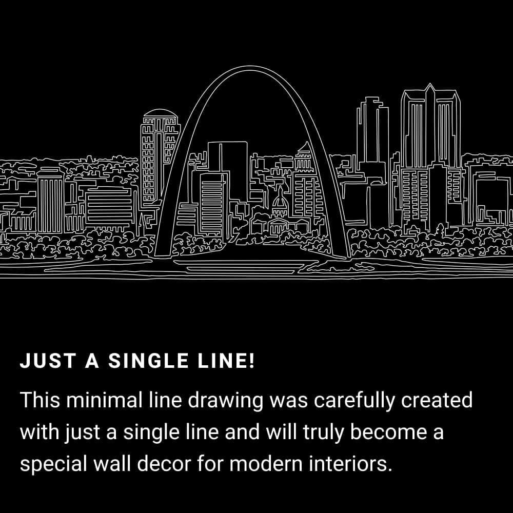 St Louis One Line Drawing Art - Dark St Louis One Line Drawing Art - Dark