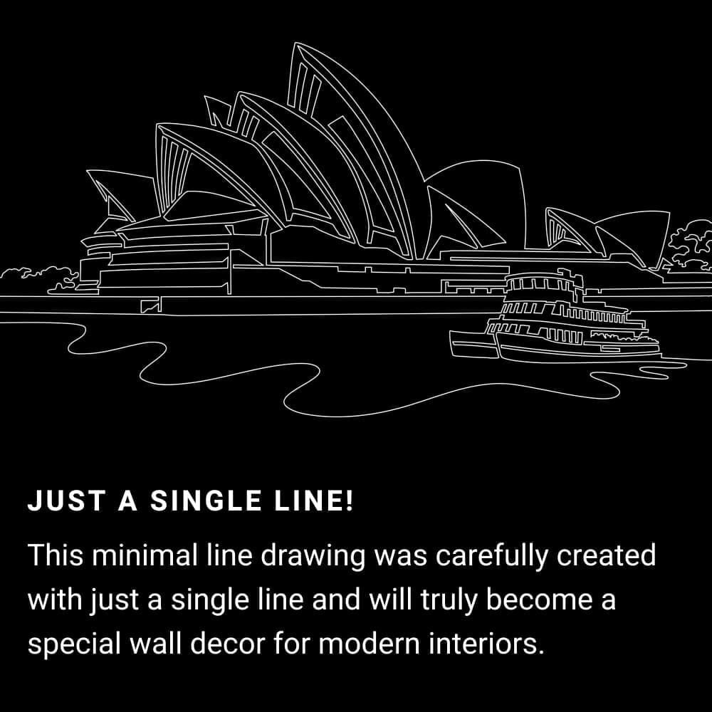 Sydney Opera House One Line Drawing Art - Dark Sydney Opera House One Line Drawing Art - Dark