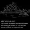 Sydney Opera House One Line Drawing Art - Dark