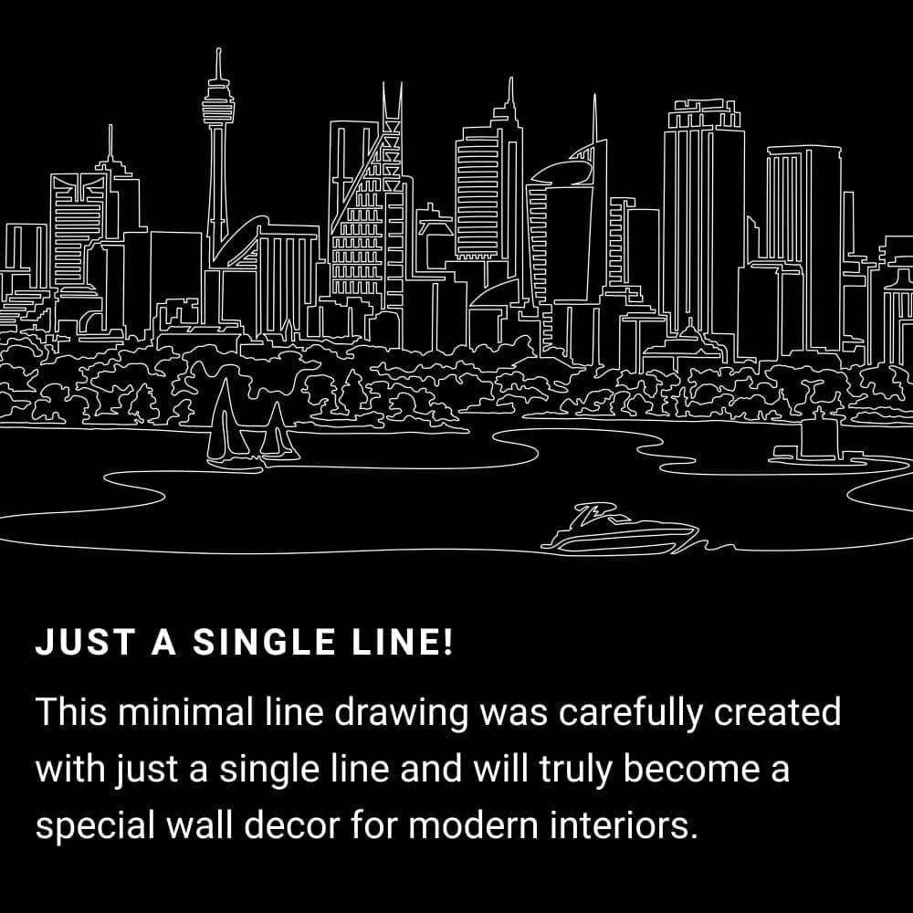 Sydney Skyline One Line Drawing Art - Dark Sydney Skyline One Line Drawing Art - Dark