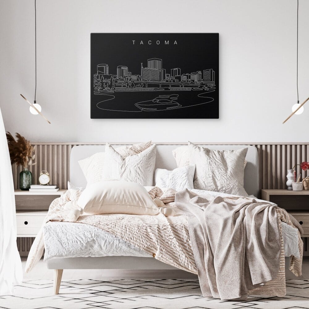 Tacoma WA skyline Canvas Art Print - Bed Room - Dark Tacoma WA skyline Canvas Art Print - Bed Room - Dark