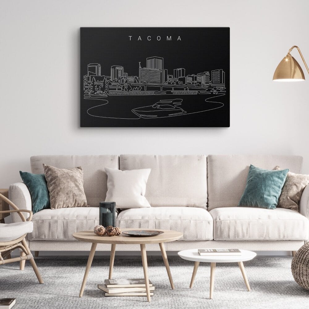 Tacoma WA skyline Canvas Art Print - Living Room - Dark Tacoma WA skyline Canvas Art Print - Living Room - Dark