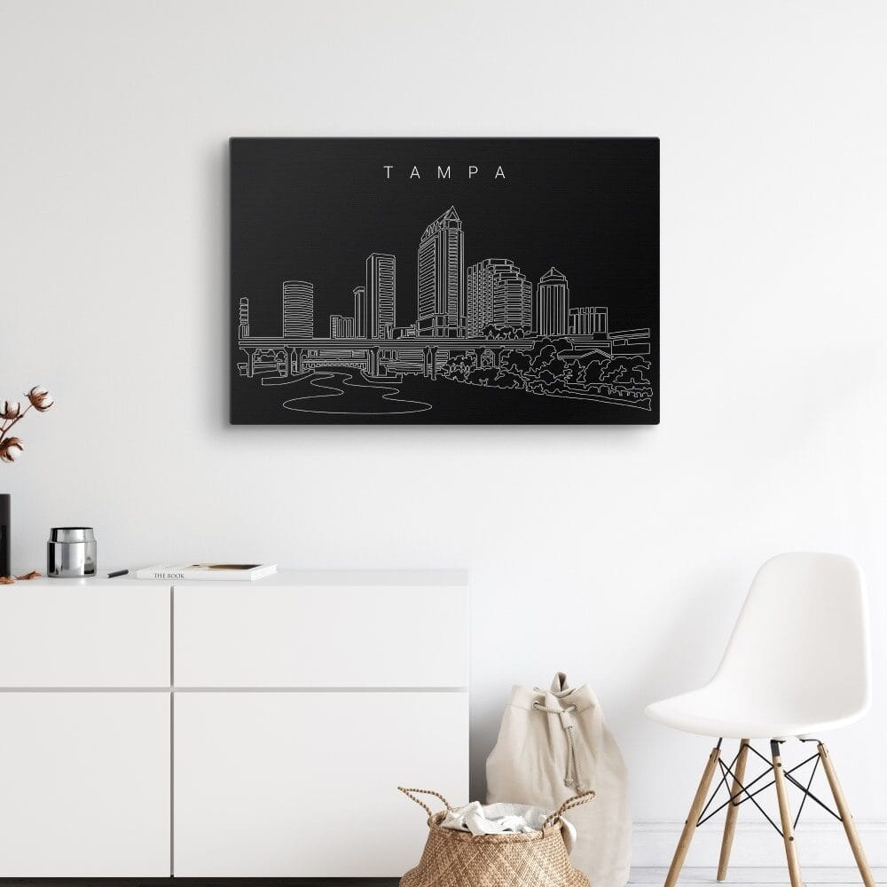Tampa Skyline Canvas Art Print - Hallway - Dark Tampa Skyline Canvas Art Print - Hallway - Dark