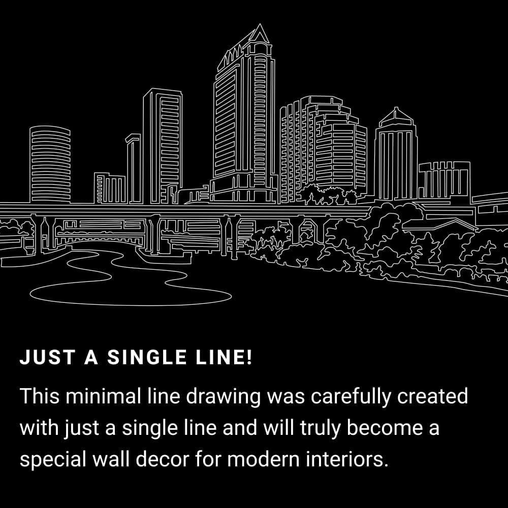 Tampa Skyline One Line Drawing Art - Dark Tampa Skyline One Line Drawing Art - Dark