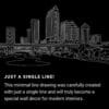 Tampa Skyline One Line Drawing Art - Dark