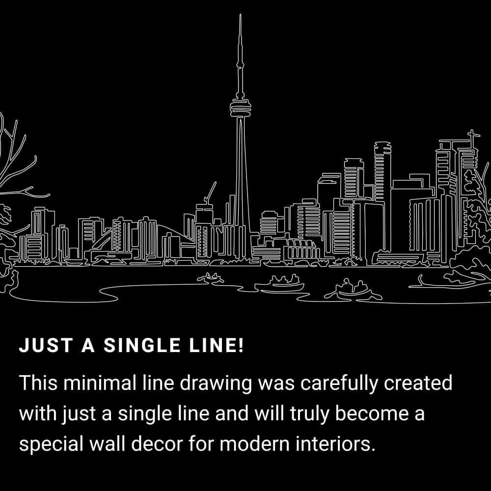 Toronto Skyline One Line Drawing Art - Dark Toronto Skyline One Line Drawing Art - Dark