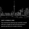 Toronto Skyline One Line Drawing Art - Dark