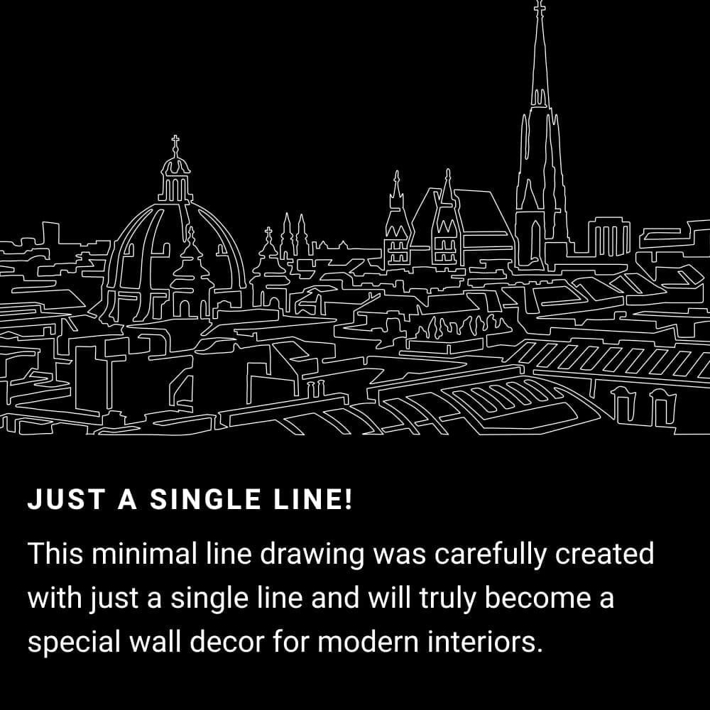Vienna Skyline One Line Drawing Art - Dark Vienna Skyline One Line Drawing Art - Dark