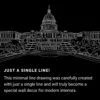 Washington DC One Line Drawing Art - Dark