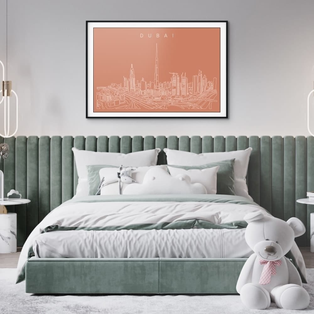 Dubai Skyline Art Print for Bedroom - Dark Dubai Skyline Art Print for Bedroom - Dark