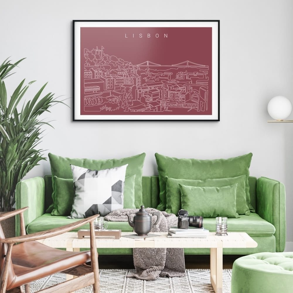 Lisbon Skyline Art Print for Living Room - Dark Lisbon Skyline Art Print for Living Room - Dark