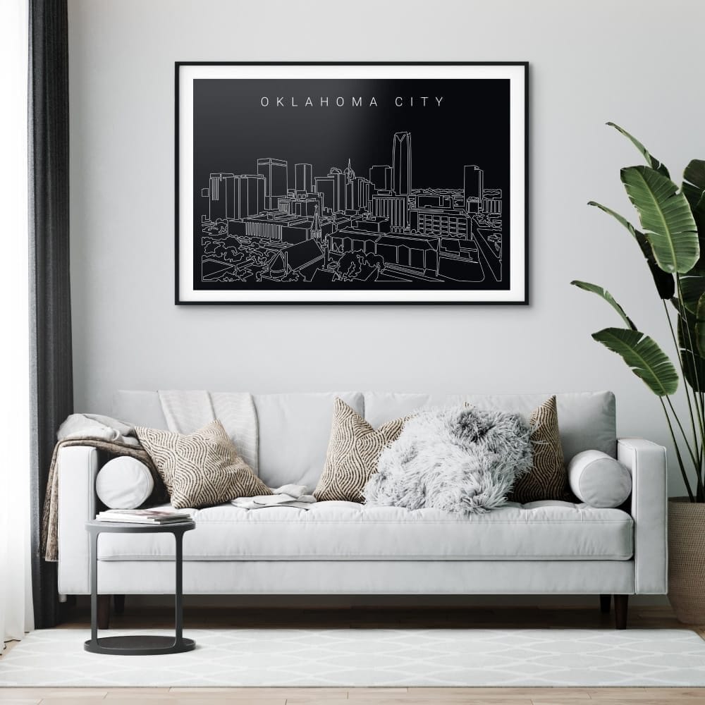 Oklahoma City Skyline Art Print for Living Room - Dark Oklahoma City Skyline Art Print for Living Room - Dark