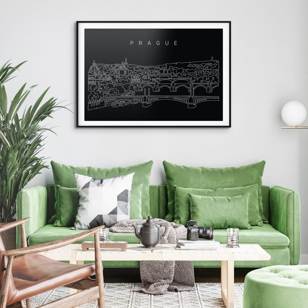 Prague Skyline Art Print for Living Room - Dark Prague Skyline Art Print for Living Room - Dark