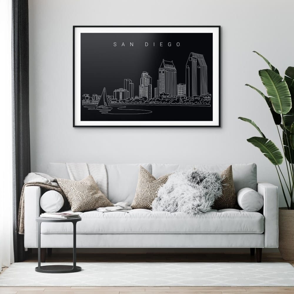 San Diego Skyline Art Print for Living Room - Dark San Diego Skyline Art Print for Living Room - Dark