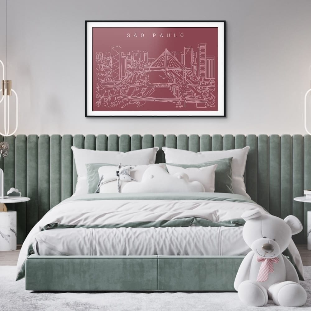 Sao Paulo Brazil Skyline Art Print for Bedroom - Dark Sao Paulo Brazil Skyline Art Print for Bedroom - Dark