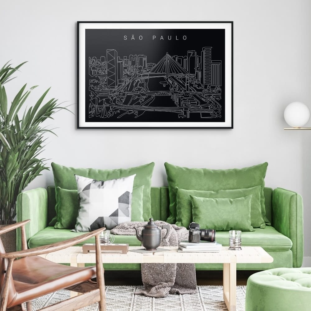 Sao Paulo Brazil Skyline Art Print for Living Room - Dark Sao Paulo Brazil Skyline Art Print for Living Room - Dark