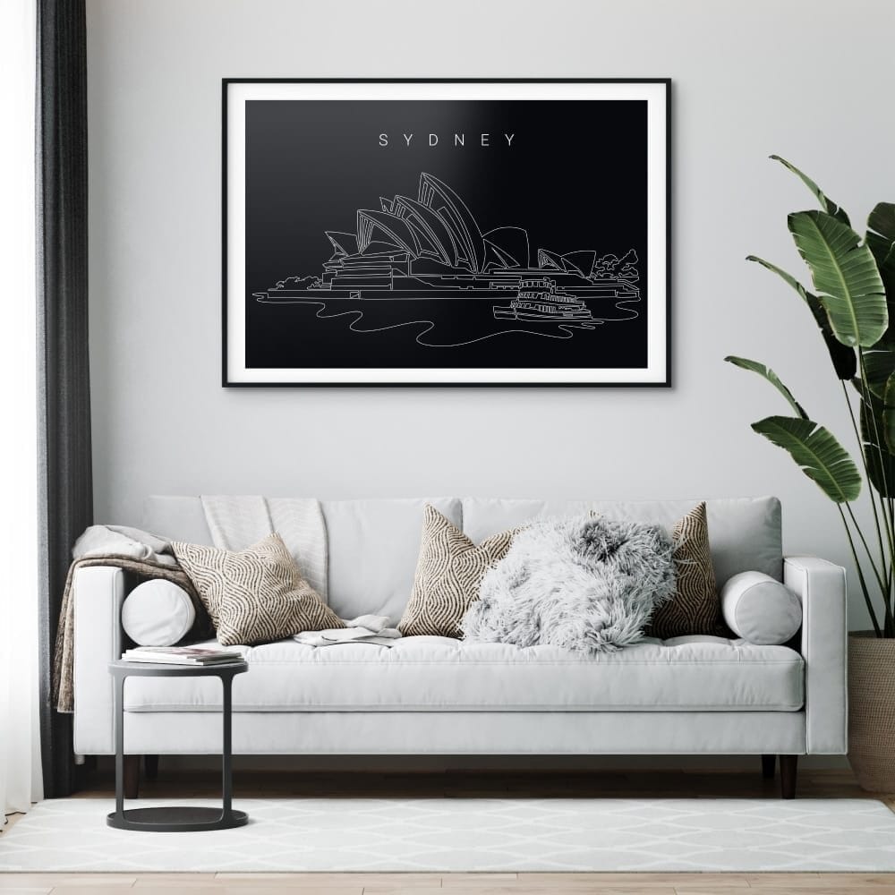 Sydney Opera House Art Print for Living Room - Dark Sydney Opera House Art Print for Living Room - Dark