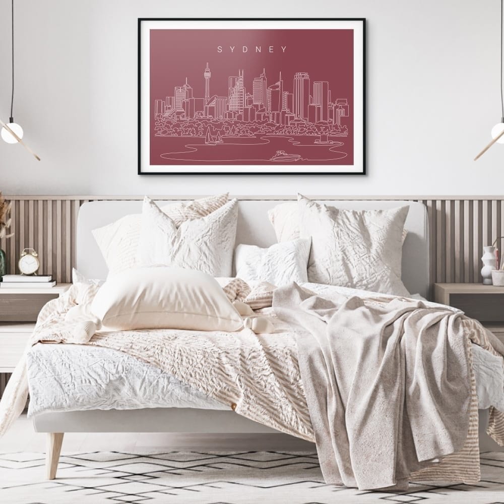 Sydney Skyline Art Print for Bedroom - Dark Sydney Skyline Art Print for Bedroom - Dark
