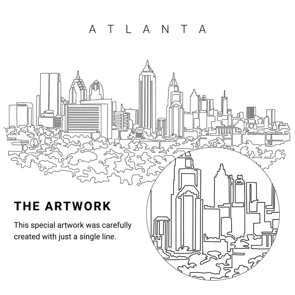 Atlanta Skyline Vector Art - Single Line Art Detail Atlanta Skyline Vector Art - Single Line Art Detail