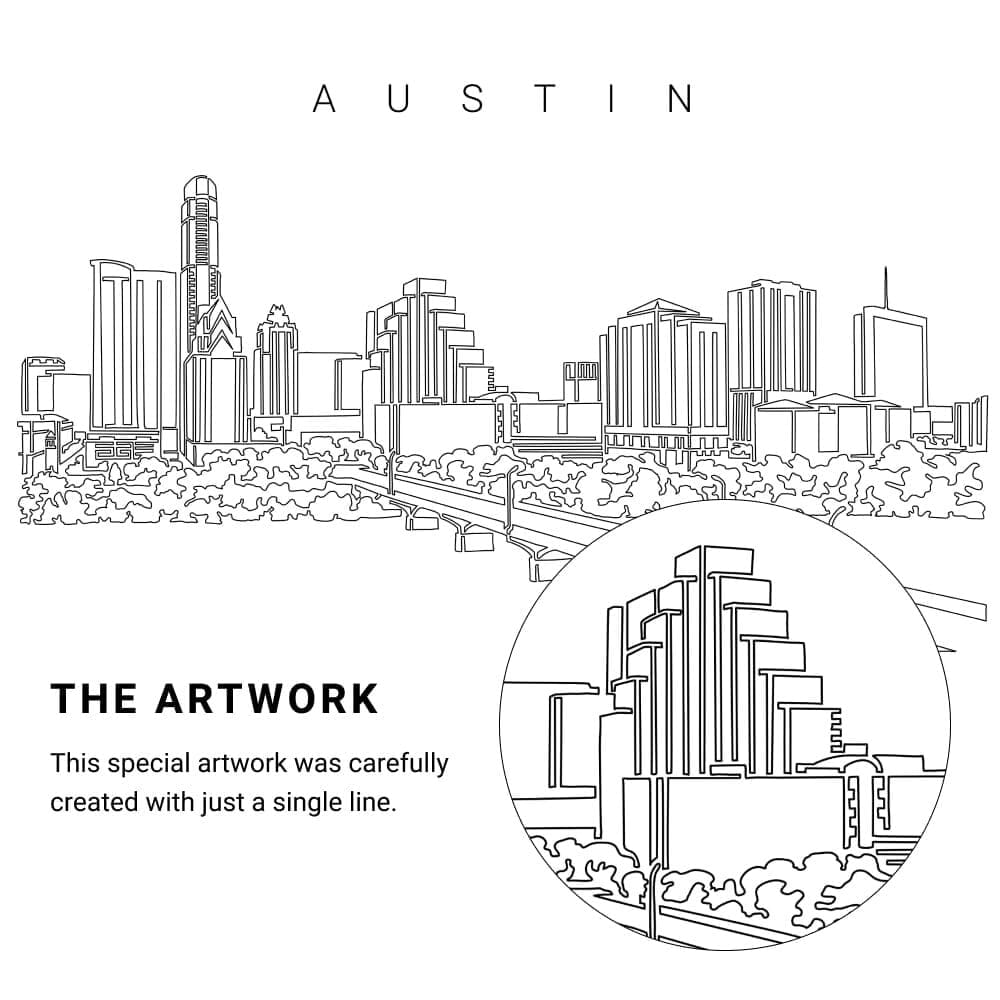 Austin Texas Vector Art - Single Line Art Detail Austin Texas Vector Art - Single Line Art Detail