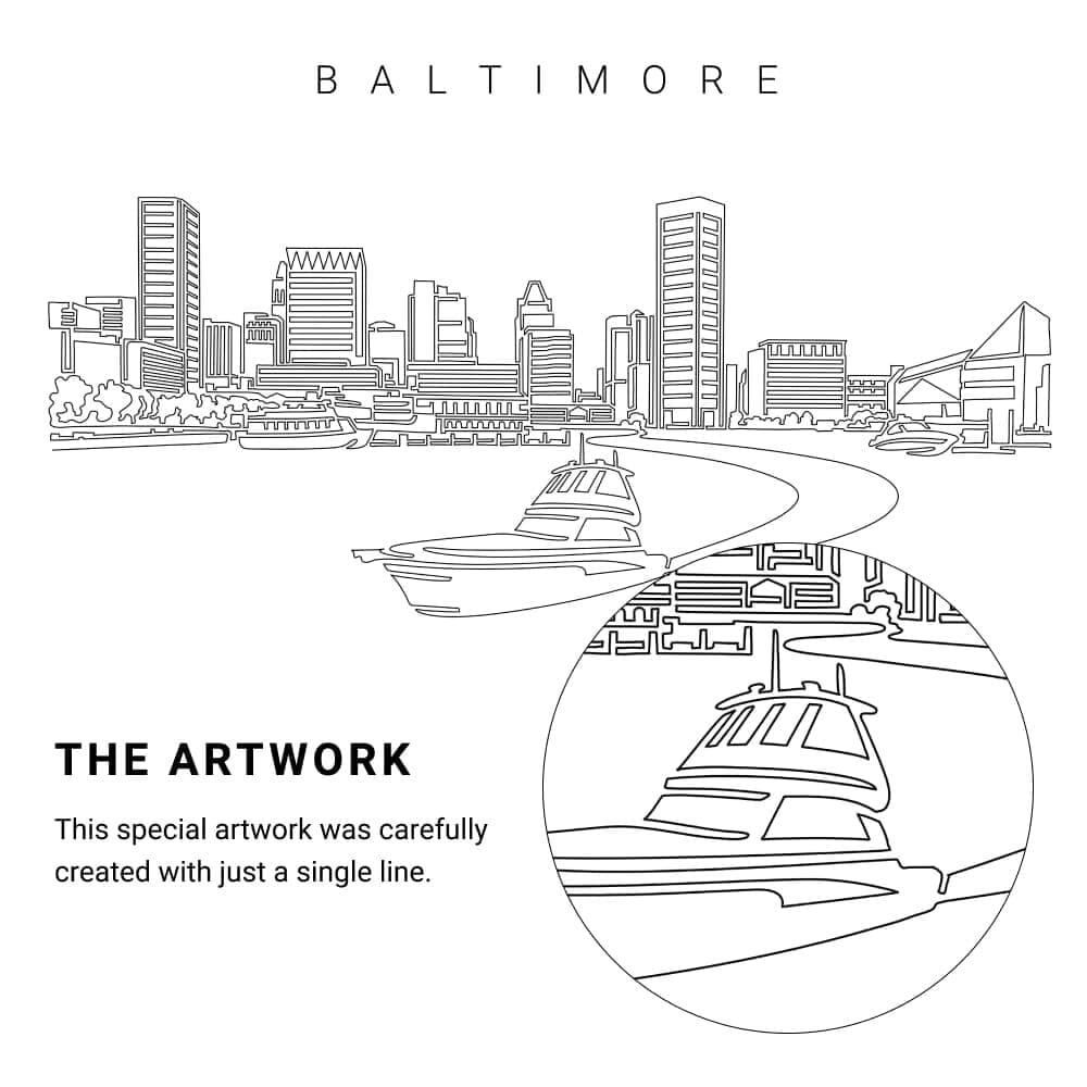 Baltimore Skyline Vector Art - Single Line Art Detail Baltimore Skyline Vector Art - Single Line Art Detail