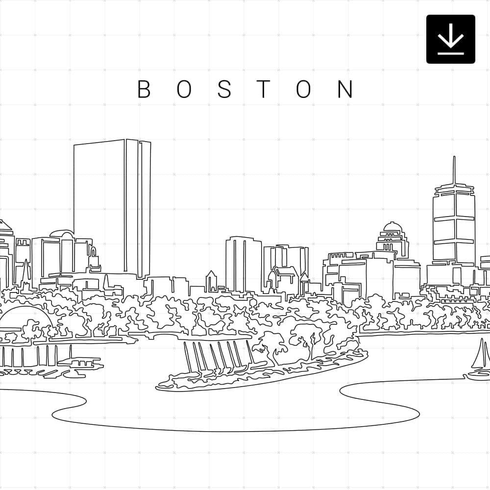 Boston Skyline Charles River Side SVG - Download