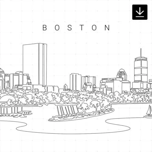 Boston Skyline Charles River Side SVG - Download