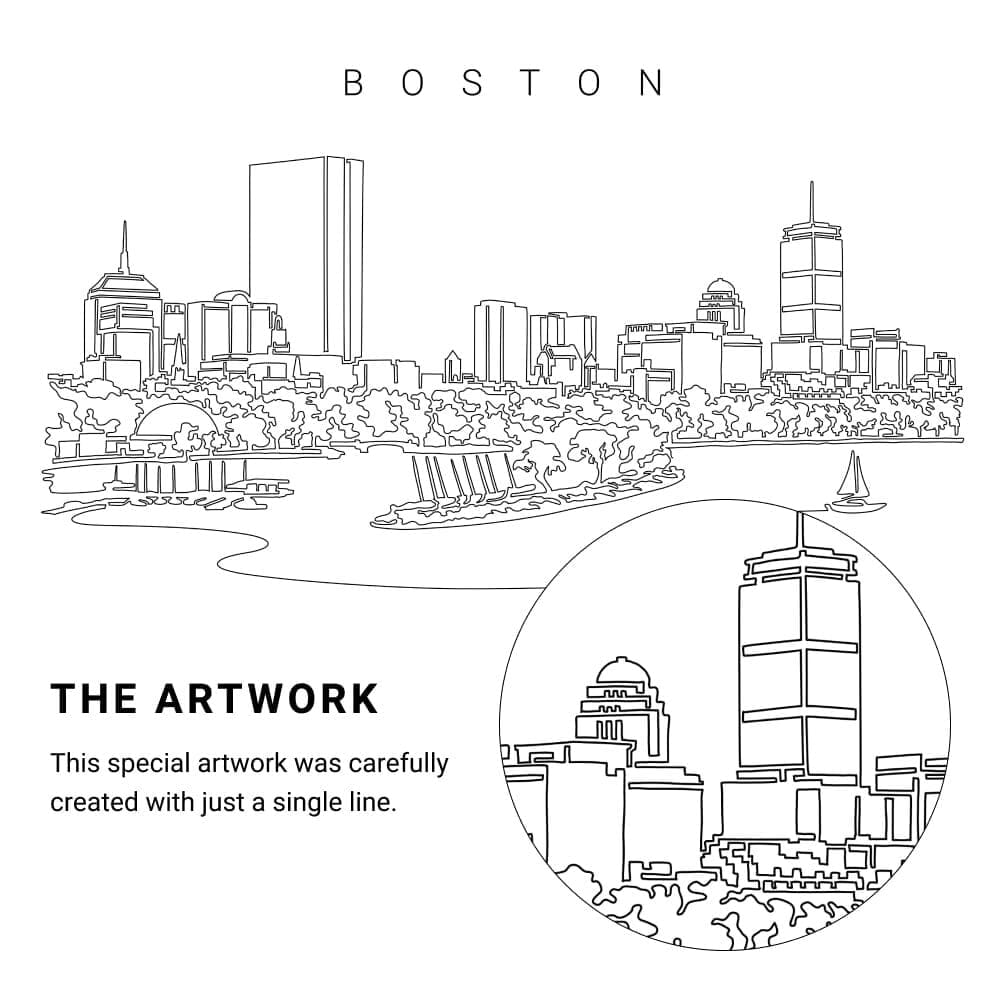 Boston Skyline Vector Art - Single Line Art Detail Boston Skyline Vector Art - Single Line Art Detail