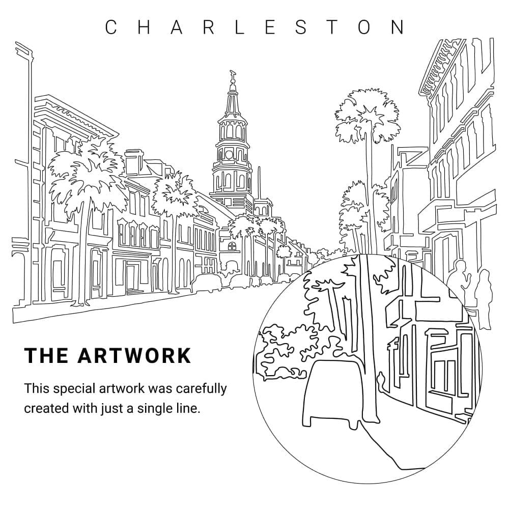 Charleston SC Vector Art - Single Line Art Detail Charleston SC Vector Art - Single Line Art Detail