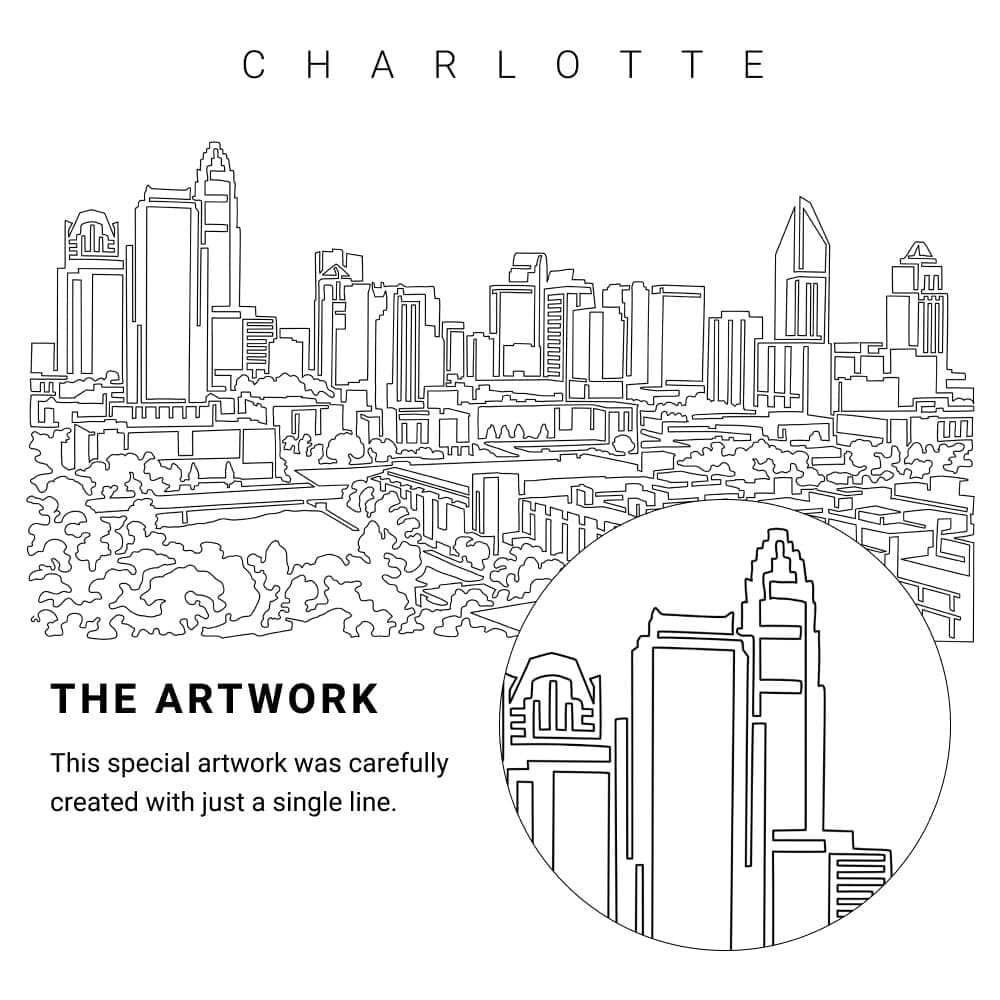 Charlotte NC Skyline Vector Art - Single Line Art Detail Charlotte NC Skyline Vector Art - Single Line Art Detail