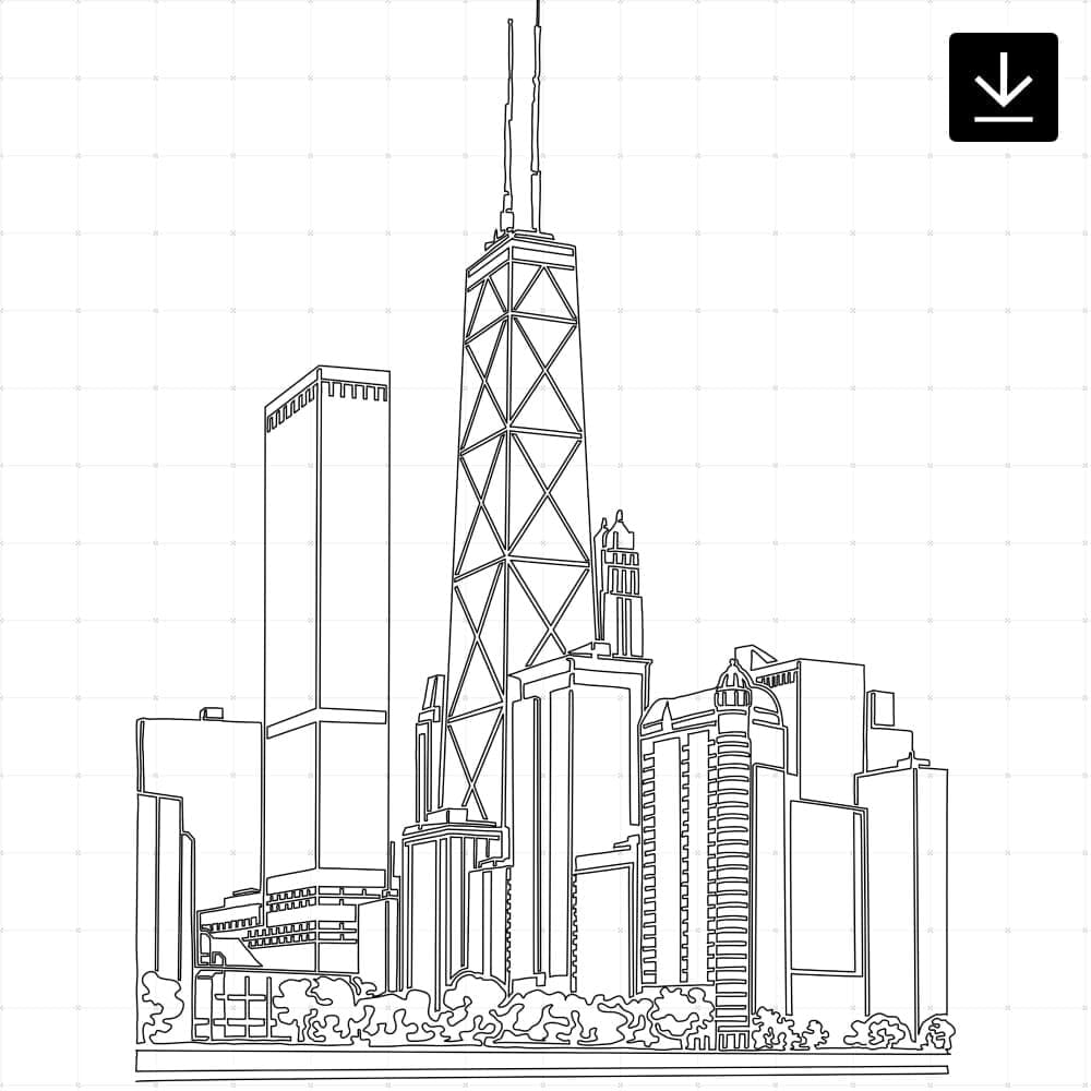 Chicago Skyline SVG - Download - Portrait