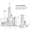 Chicago Skyline Vector Art - Single Line Art Detail - Portrait
