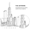 Chicago Skyline Vector Art - Single Line Art Detail - Portrait