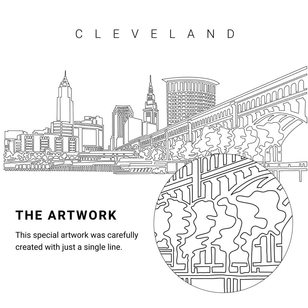 Cleveland Ohio Vector Art - Single Line Art Detail Cleveland Ohio Vector Art - Single Line Art Detail