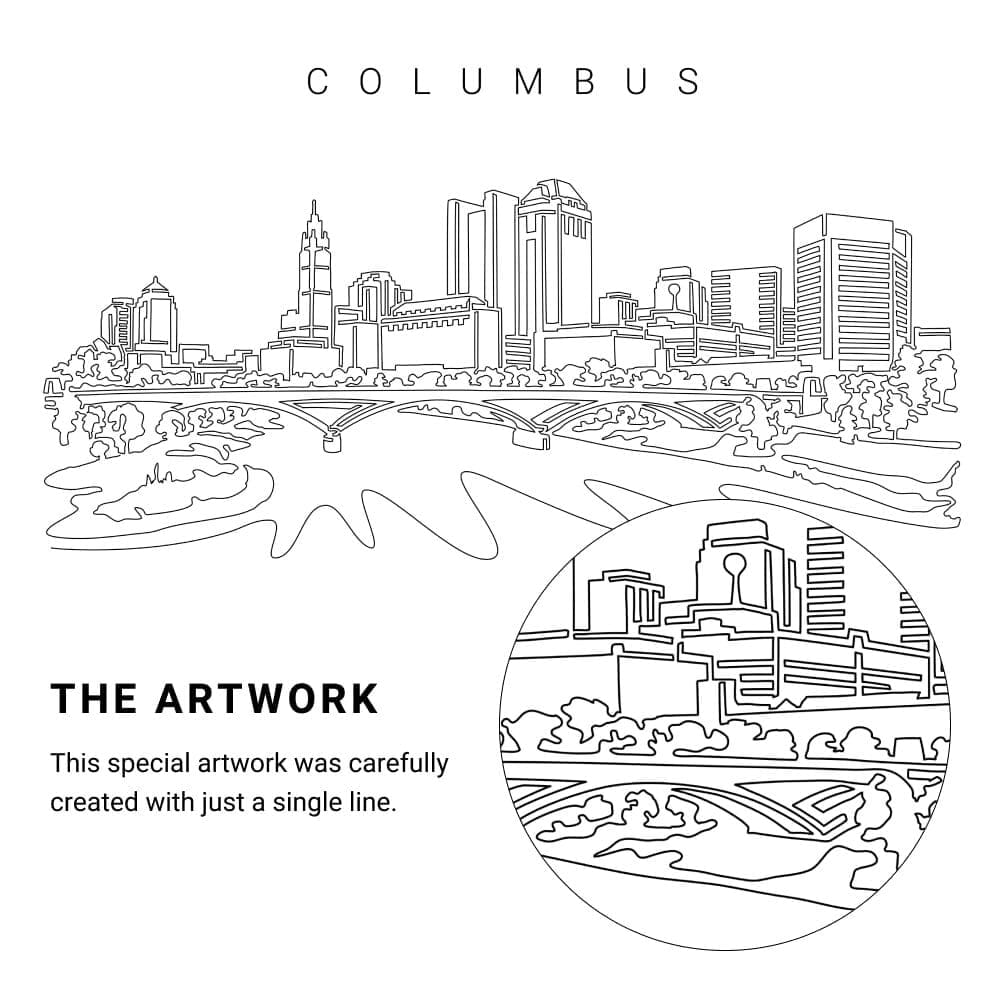 Columbus Ohio Skyline Vector Art - Single Line Art Detail Columbus Ohio Skyline Vector Art - Single Line Art Detail