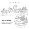Columbus Ohio Skyline Vector Art - Single Line Art Detail
